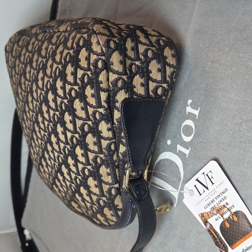 Dior Adjustable 2 Way shoulder strap 1970s Oblique canvas bag Collectable - Picture 10 of 17